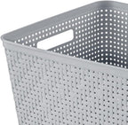 Sterilite 6-Pack Tall Basket, Woven Plastic Storage Baskets for Organization, Cement - Organizing Bin Containers with Handles for Bedroom, Bathroom, Dorm, and Closet
