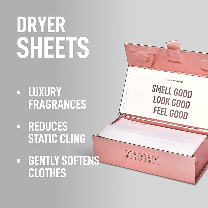 Laundry Sauce - 02 Sets of Luxury Scented Laundry Dryer Sheets Bundle (Egyptian Rose and Italian Bergamot), Premium Dryer Sheets with High-End, Sophisticated Fragrances