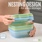 Ello Snap & Nest 10-Piece 4.5 Cup Plastic Meal Prep Set, Reusable Food Containers for Healthy Eating, Freezer, Dishwasher Safe, Desert Festival