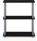 Furinno TURN-S-TUBE Storage Shelves, 3-Tier Book Shelf, Corner Shelf, Toolless Open Shelves, for Organization and Storage, Living Room, Garage, Home Office, Black