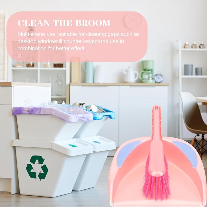 PRETYZOOM Mini Broom and Dustpan Set, Portable Red Hand Broom with Dustpan for Pet Hair and Desktop Cleaning, Compact Household Cleaning Accessory for Home and Office Use