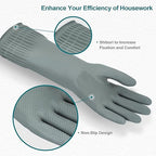 Mamison 2 Pairs Reusable Waterproof Household Dishwashing Cleaning Rubber Gloves, Non-Slip Kitchen Glove (Grey, Large (Pack of 2))