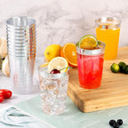 Goodluck 100PCS 14oz Silver Plastic Cups for Party, Disposable Silver Cups, Plastic Cocktail Glasses for Wedding Thanksgiving, Christmas, and Parties