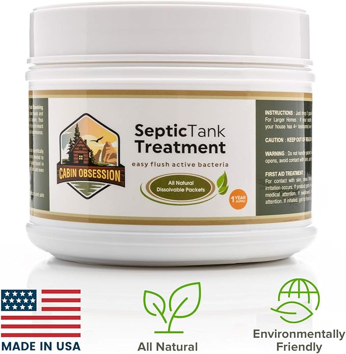 Septic Tank Treatment - 1 Year Supply of Septic Safe Dissolvable Easy Flush Live Bacteria Packets (12 Count) - Best Way to Prevent Expensive Sewage Backups - Made in USA