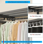 75in Heavy Duty Portable Closet with Cover 1200Ibs Foldable Covered Clothes Rack for Hanging Armoire Wardrobe Closet System Freestanding Coat Storage Garment Racks (190cm/74.8in（black）)