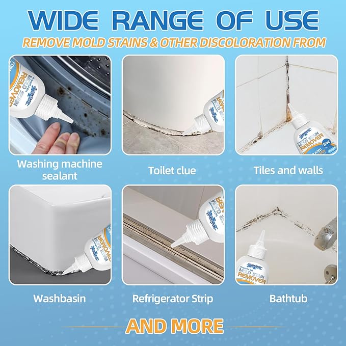 Sugelary Mold Stain Cleaner Gel, 8 Fl oz All-Purpose Gel for Home Use on Washing Machine Gasket, Bathroom Grout, Sink, Shower, Caulk, and Front Loader Seal