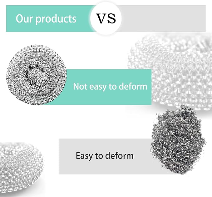 HONGYUTAI 10 Pack Stainless Steel Sponges, Scrubbing Scouring Pad, Steel Wool Scrubber for Kitchens, Bathroom and More