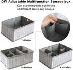 VERONLY Cosmetic Storage Bins Makeup Organizer, Adjustable Multifunction Storage Box Desk Drawer Divider for Makeup Brushes, Bathroom Countertop or Dresser, Set of 3 (Grey)