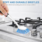 SetSail Dish Brush with Handle, 3 Pack Stiff Bristles Dish Scrubber with Built-in Scraper Dish Scrub Brushes for Cleaning Dishes, Pots and Pans, Kitchen Sink, 3 Pack, Black Blue