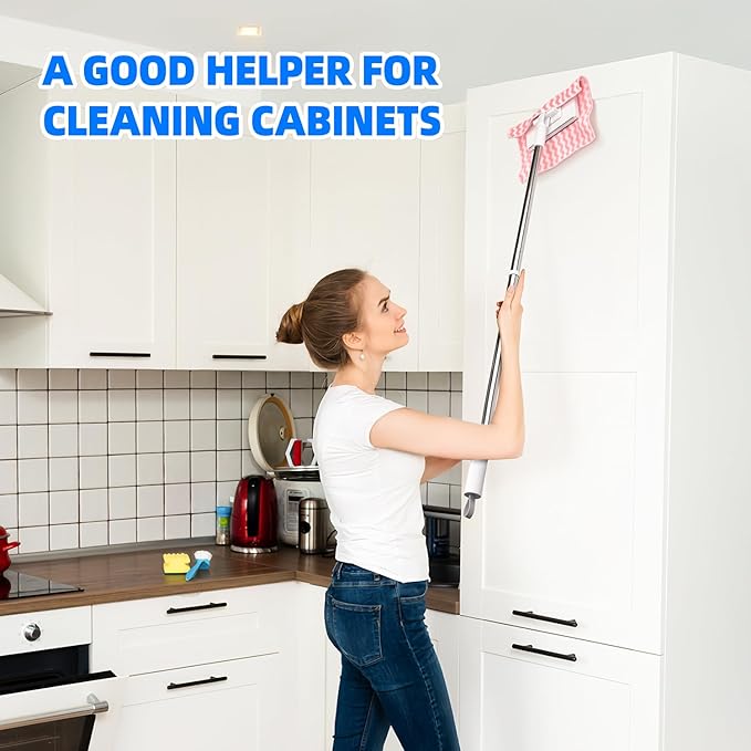 No Wash, Cloth Changing Mini Mop | Automatic Click on Lazy Mops for Kitchen Counter, with Snap-Grip System Multi Surface Floor Cleaning (1 mop + 20 Cloths)