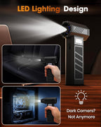 Yizhet Cordless Air Duster, 130,000 RPM High-Speed Rechargeable Compressed Air Duster with 5000mAh Battery, 4 Speeds, 5 Nozzles & LED Light for Computer Cleaning, Car Interior and Home Dusting