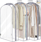 BALEINE 40'' Clear Garment Bags, 10.5'' Wide PEVA Suit Bag for Closet Clothes Dresses Suit Coats Storage (Clear, 3PK)