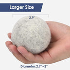 Wool Dryer Balls Handmade 3 Pack XL,Organic Laundry Dryer Balls,100% New Zealand Wool Natural Fabric Softener,Reusable 1000 Loads,Wrinkles Free, Shorten Drying Time,Baby Safe (3 Pack XL,Gray)