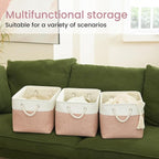 Large Storage Baskets- 15x11x10 inch Storage Bins for Shelves and Closet Organizing, Foldable Fabric Bin for Home Organization Clothes and Laundry (1-Pack, White&Pink)