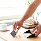 Navaris Small Dustpan and Brush Set - Wooden Mini Dust Pan Brush for Sweeping Table Tabletop - Compact Horsehair Brush for Sweeping Countertop - Black