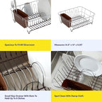 Dish Drying Rack & Cutlery Holder 2 Piece Set - Compact Sink-Fitting Dish Drainer with Rubberized Undercoating, Space-Saving Kitchen Organizer for Plates, Cups, Bowls & Utensils in Sink, Bronze Brown