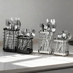 Utensil Holder, Stainless Steel Utensil Drying Rack for Kitchen Counter, Silverware Cutlery Flatware Holder Forks, Knives, Spoons, Chopsticks Organizer (Silver)