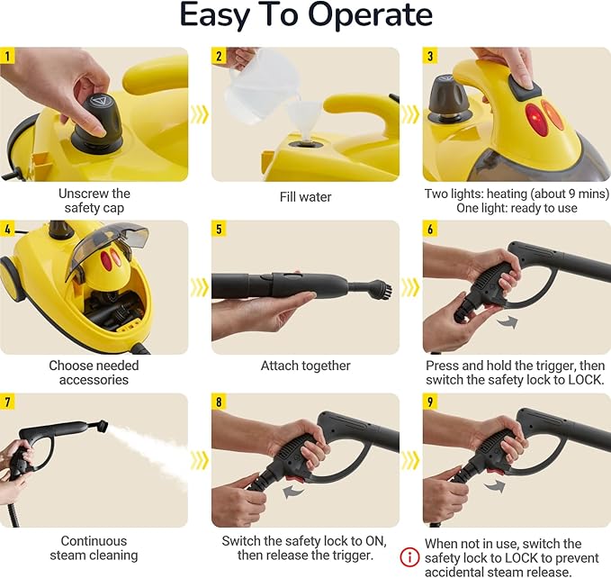 Heavy Duty Steam Cleaner with 2L Large Water Tank, 28-in-1 Multipurpose steam cleaner for home, High Temperature Deep Cleaning for Grout, Floor, Tile, Oven, Car, Window&Kitchen，no chemical