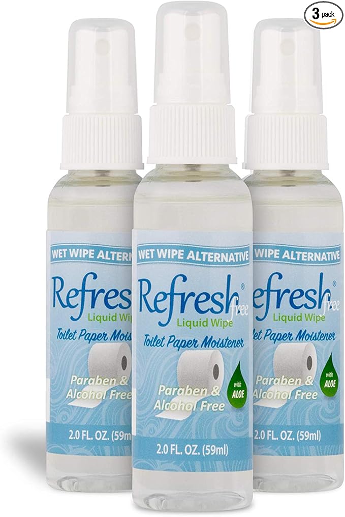 Refresh Liquid Wipe Toilet Paper Spray 3-Pack | Alcohol-Free Wet Wipe Alternative for Sensitive Skin | Eco-Friendly | Septic Safe – 2 fl oz Each