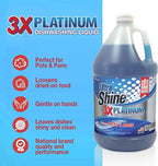 Ultra Shine™ 4 Pack 3X Platinum™ Dishwashing Liquid, Powerful Grease Remover, 1 Gallon - Concentrated Dish Cleaner Soap for Commercial Kitchens, Restaurants & Home Cleaning, Gentle on Hands & Skin