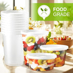 NEEBAKE 16 Oz Deli-Containers-with-Lids - 60 Set Plastic Food-Storage-Containers-with-Lids, Microwaveable & Freezer Safe To-Go-Containers, Leak-proof Soup Overnight Oats Meal-Prep-Containers