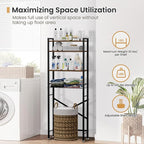 SwaaVee Over The Toilet Storage Cabinet, 4-Tier Bathroom Organizers and Storage with Adjustable Shelves, Freestanding Over-The-Toilet Shelf for Restroom, Laundry, Rustic Brown