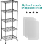 SINGAYE Shelf Closet Wire Shelving：Adjustable Metal Unit for Laundry Room Organization Bathroom Kitchen Home Storage with Wheels Small Pantry Rack Shelves