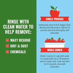 Rebel Green Fruit & Veggie Clean — Plant-Based Produce Cleaner—Natural Fruit and Vegetable Wash with No Aftertaste — Chemical & Wax Removal — Made with Organic Extracts of Citrus — Half Gallon