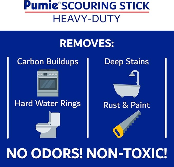 PUMIE Extra Large Pumice Scouring Stick, 2x Larger Than Regular Stick, Heavy Duty Pumice Cleaning Stone for Tough Kitchen Stains, Toilet Bowls & Rings, Extra Large Pumice Cleaning Bar for Rust & Paint