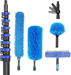 36 Foot High Ceiling Duster Kits with 4.7-30 FT Carbon Fiber Extension Pole, Feather Duster, Cobweb Duster, Ceiling Fan Duster, Window Squeegee & Cleaner with Pole 30 Ft