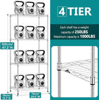 IZEUK 4-Tier Heavy Duty Steel Storage Shelves, Metal Shelf Wire Shelving Rack for Pantry, Kitchen, Home, or Office Organization (29.5" W x 13.7" D x 47.2" H, 1000LBS, Chrome)
