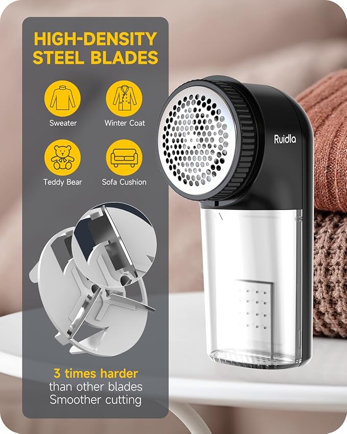 Fabric Shaver Lint Remover, Sweater Shaver to Remove Pilling, Lint Shaver with 2-Speed Power Adjustment, Fuzz Shaver for Clothes Balls-Battery Operated Black