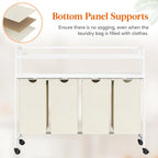 Lifewit Laundry Hamper 4 Section, 168L Pull out Laundry Clothes Basket Organizer with Large Top Shelf and 4 Removable Bags and Handles for Laundry Room Bedroom Bathroom, White with Shelves and Wheels