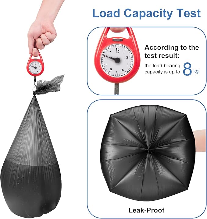 Small Trash Bags 3-5 Gallon, Inwaysin 200 Count Small Bathroom Trash Bags Black, Strong Small For Garbage, 4 Gallon Biodegradable, Unscented, Size Expanded for Kitchen