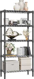 M MZG 1250 lbs 5 Tier Shelf Metal Storage Shelves Wire Rack Closet Organizers for Garage Kitchen Bathroom Laundry Black 11.8" D x 29.5" W x 59.5" H