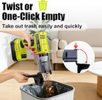 Cordless Vacuum Cleaner for Ryobi 18V Battery, 105AW Brushless Handheld Vacuum with 3-Speed Control, LED Light, 4 Nozzles & 5 Filters, Portable Vacuum for Car Floor Home (No Battery)