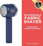 BLACK+DECKER Rechargeable USB-C Fabric & Garment Shaver – Large Capacity Lint Remover for Clothing and Upholstery, 6 Stainless Steel Blades
