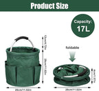 Qivine 17L Cleaning Caddy with Handle, Cleaning Supply Caddy, Foldable Tool Bag Cleaning Products Organizer, Portable Cleaning Bucket Caddy for Cleaning Supplies (Green)