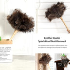 Ostrich Feather Duster 16 inch Fluffy Natural Genuine Ostrich Feathers with Wooden Handle and Eco-Friendly Reusable Handheld Ostrich Feather Duster for Cleaning Supplies(5PCS)