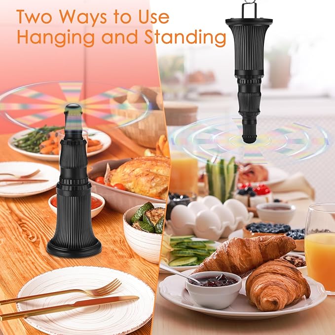 Fly Fans for Tables, Fly Fan for Indoor Outdoor Tables Battery Powered Fly Swatter Fan to Keep Flies Away with Holographic Blades for Home Party Outside Picnic, 6 Pack