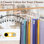 2 Pack Legging Organizer for Closet 360° Swivel, Metal Gym Clothes Organizer w/20 Clips Holds 20 Leggings, Hangers Space Saving, Closet Organizers and Storage, Room Organization Essentials, Grey