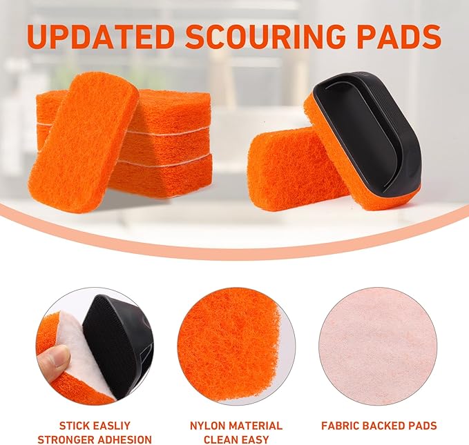 14-Piece Griddle Cleaning Kit for Blackstone and Camp Chef, Non-Scratch Scouring Pads for Cleaning Kitchen, Bathroom, Flat Top Grill Cleaning Kit with 13 Griddle Scrubber Pads with 1 Upgraded Handle