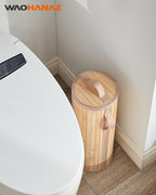 Bamboo Toilet Paper Storage Basket with Lid & Handle - 10L Handwoven Bathroom Organizer for 4 Rolls - Sturdy Stand Holder for Toilet Paper Organization, Natural