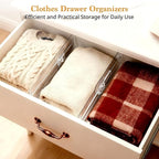 8 Pack Clear Drawer Dividers for Clothes, 4" High 10.6"–16.9" Adjustable Expandable Dresser Drawer Organizer, Dresser Separators for Baby Clothing, Underwear, Sock, Cosmetic, Kitchen, Office Storage