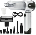 Car Vacuum Portable Cordless – Handheld Cleaner, Mini Car Vacuum, Small Portable Vehicle Cleaner with 8 Attachments, Blower, Spray Lubricant & Microfiber Towels for Truck & Interior Cleaning