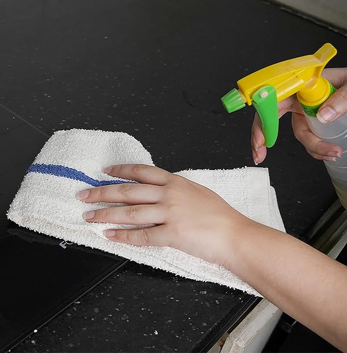 STF Linen Bar Mops Blue Stipe Pack of 36 Kitchen Towels 16x19 Multi-Purpose for Home, Restaurant and Cleaning White Absorbent Washcloth Dishcloths Sets, Reusable Dish, Cloths Rags