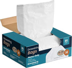 SONGMICS Trash Bags for 8-Gallon (30 L) Trash Cans, Drawstring Kitchen Garbage Bags, Pre-Separated, Quick-Dispense Box, Liner Code H, 2 Rolls, 80 Count, White UKRB031A02