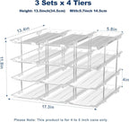 Dayacoco Can Organizer For Pantry,3 Sets 4 Tiers Pantry Organizers And Storage, Pantry Organizer for Fridge 36 Standard and Tall Cans Rack Automatic Rolling Stackable Canned Food Organizer, Clear