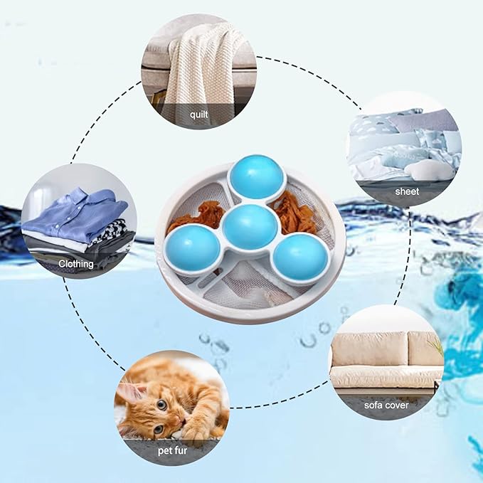 Hair Filter Bag Lint Catcher for Washing Machine Pet Hair Catcher 4 Pack