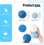 24 Pack Blue Wool Laundry Balls, 3.15'', 2.4'' Reusable Laundry Wool Dryer Balls Natural No Lint Fabric Softener for Clothing Wrinkles